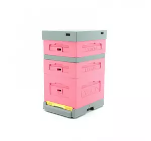 Улей ППС Дадан 10 рам. Lyson корпус + 2 магазин с подкрышником и пластиковым дном крашеный (Розовый)